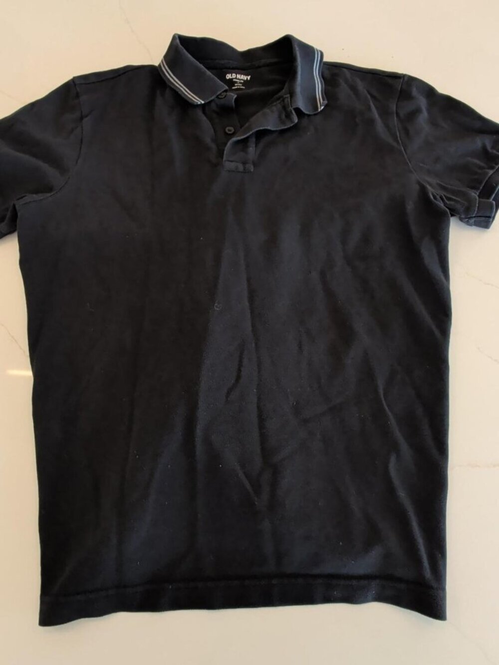Old Navy Sz L Go-Dry Polo Shirt Men Black Solid Classic Fit Knit Top Performance